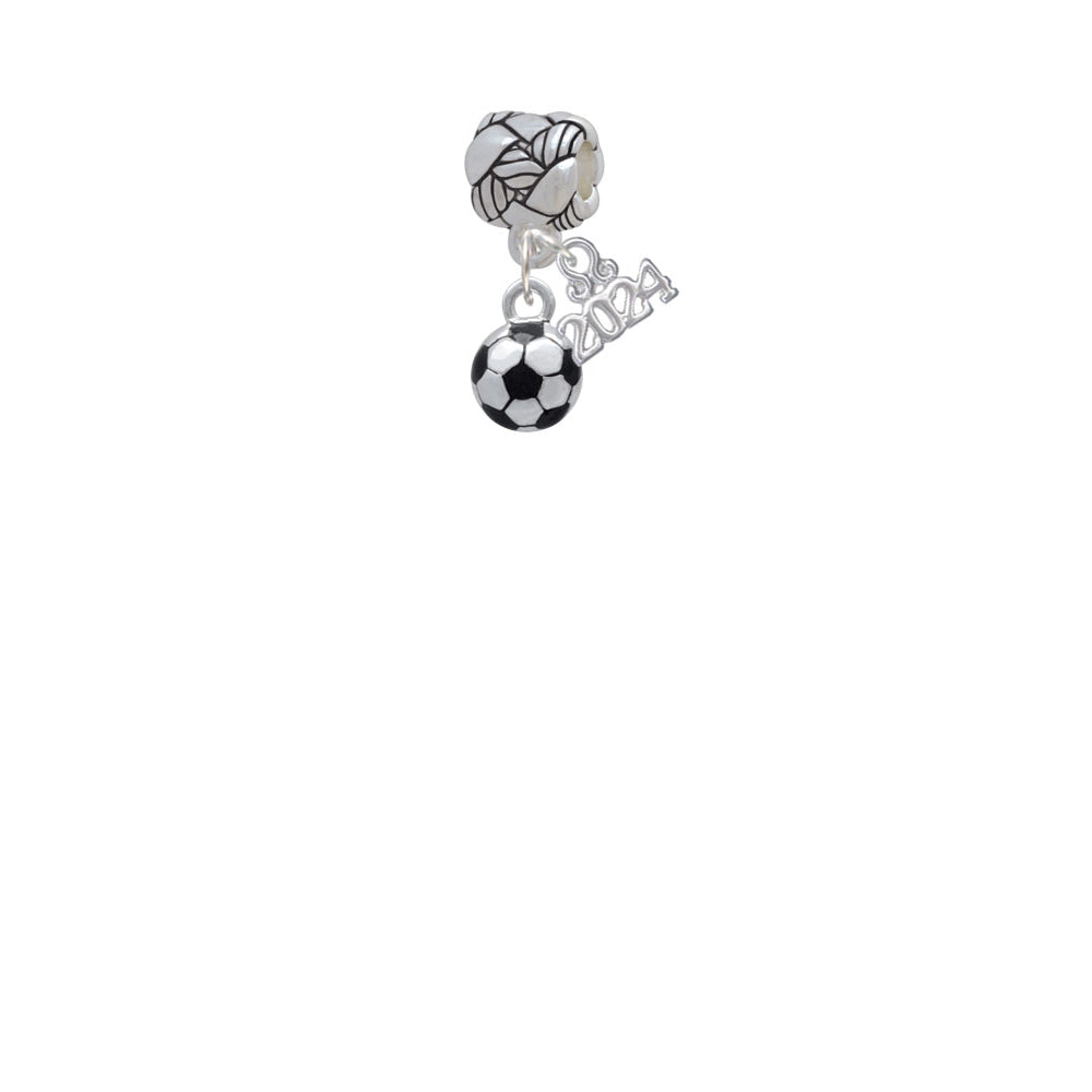 Delight Jewelry Silvertone 3-D Soccer ball Woven Rope Charm Bead Dangle with Year 2024 Image 2