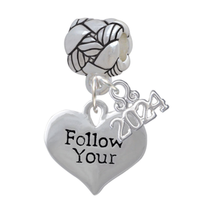 Delight Jewelry Silvertone Follow Your Heart Woven Rope Charm Bead Dangle with Year 2024 Image 1