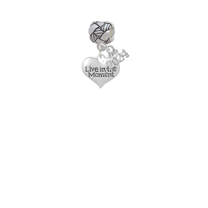 Delight Jewelry Silvertone Live in the Moment Heart Woven Rope Charm Bead Dangle with Year 2024 Image 2