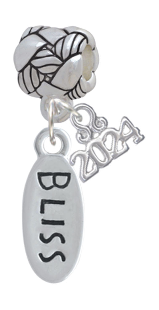 Delight Jewelry Silvertone Bliss Oval Woven Rope Charm Bead Dangle with Year 2024 Image 1