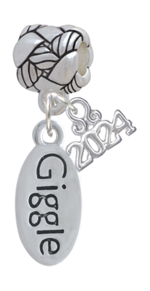 Delight Jewelry Silvertone Giggle Oval Woven Rope Charm Bead Dangle with Year 2024 Image 1
