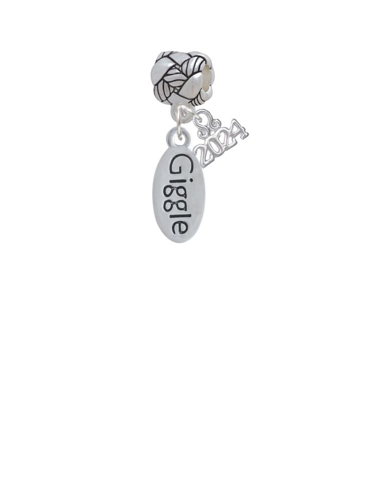 Delight Jewelry Silvertone Giggle Oval Woven Rope Charm Bead Dangle with Year 2024 Image 2