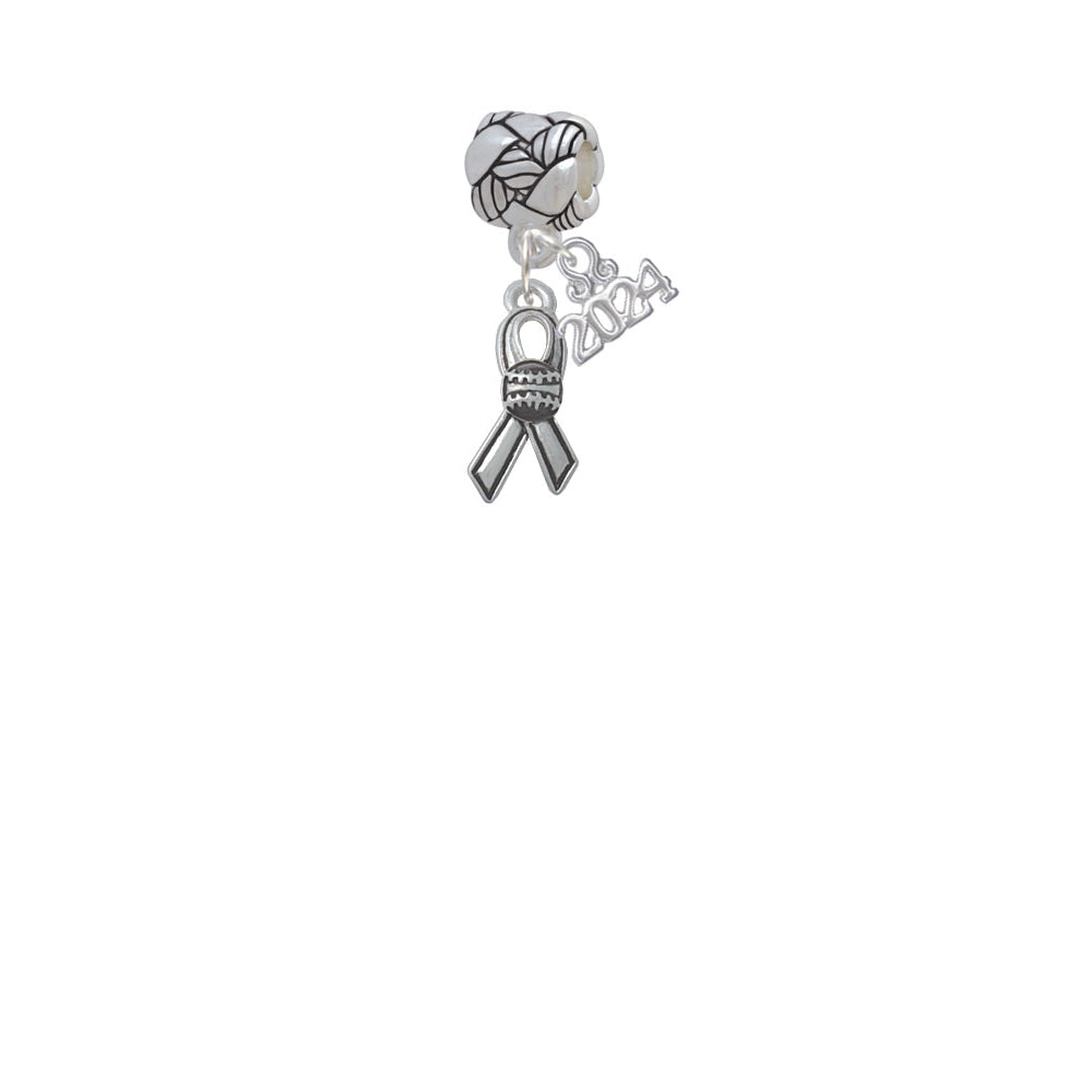 Delight Jewelry Silvertone Ribbon with Softball Woven Rope Charm Bead Dangle with Year 2024 Image 2