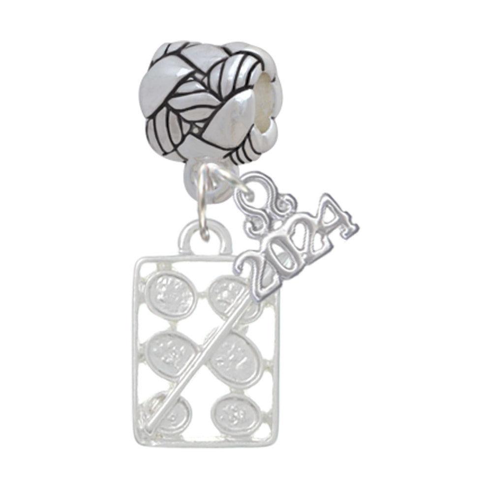 Delight Jewelry Silvertone 3-D Eye shadow Makeup Palette Woven Rope Charm Bead Dangle with Year 2024 Image 1
