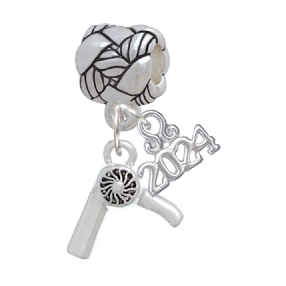 Delight Jewelry Silvertone 3-D Hair Dryer Woven Rope Charm Bead Dangle with Year 2024 Image 1