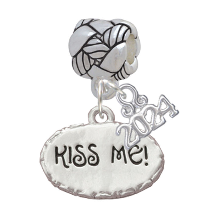 Delight Jewelry Silvertone Kiss Me Im Magically Delicious Woven Rope Charm Bead Dangle with Year 2024 Image 1