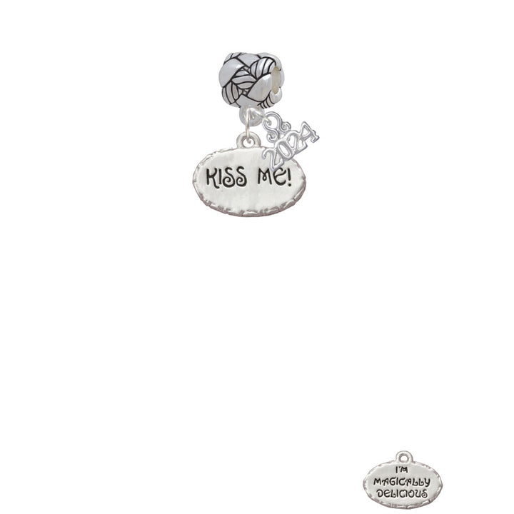 Delight Jewelry Silvertone Kiss Me Im Magically Delicious Woven Rope Charm Bead Dangle with Year 2024 Image 2