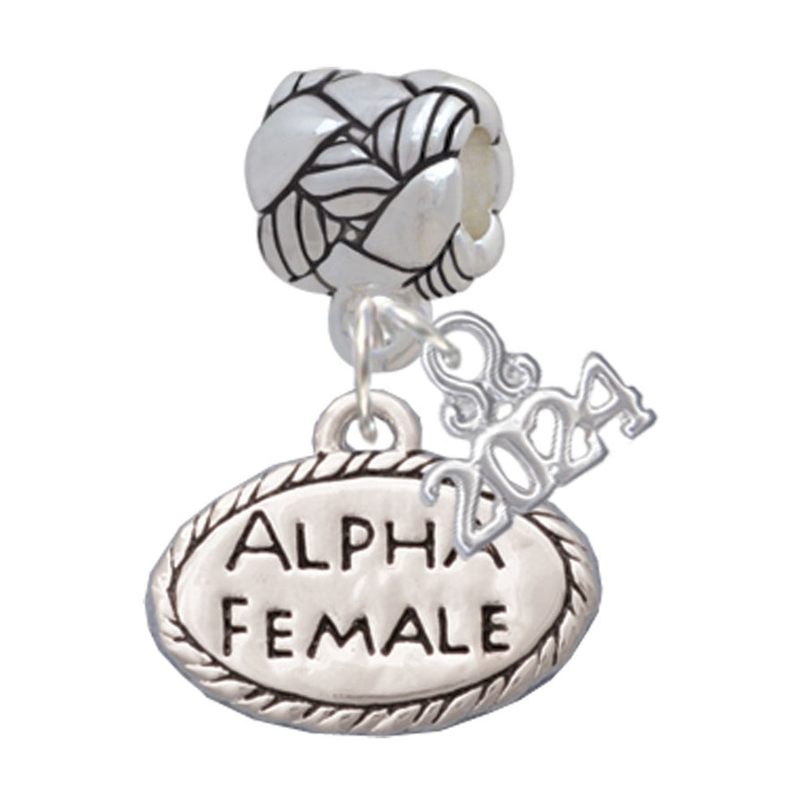 Delight Jewelry Silvertone Alpha Female Oval Woven Rope Charm Bead Dangle with Year 2024 Image 1