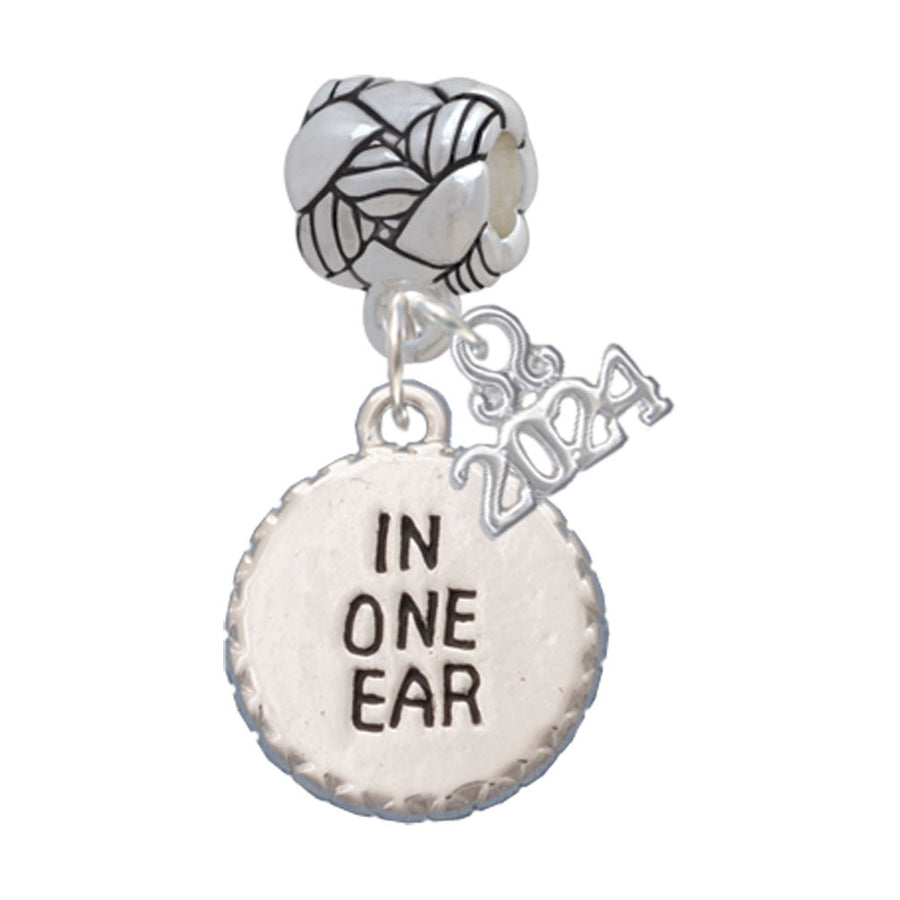 Delight Jewelry Silvertone In One Ear Out the Other Woven Rope Charm Bead Dangle with Year 2024 Image 1