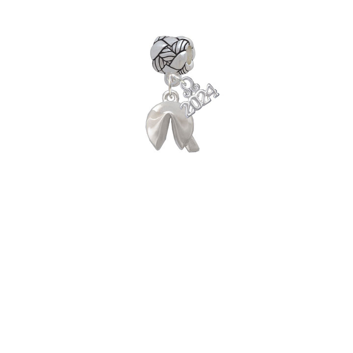 Delight Jewelry Silvertone 3-D Fortune Cookie Woven Rope Charm Bead Dangle with Year 2024 Image 2