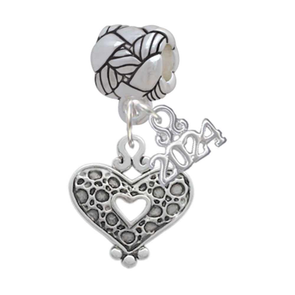 Delight Jewelry Antiqued Reptile Print Open Heart Woven Rope Charm Bead Dangle with Year 2024 Image 1