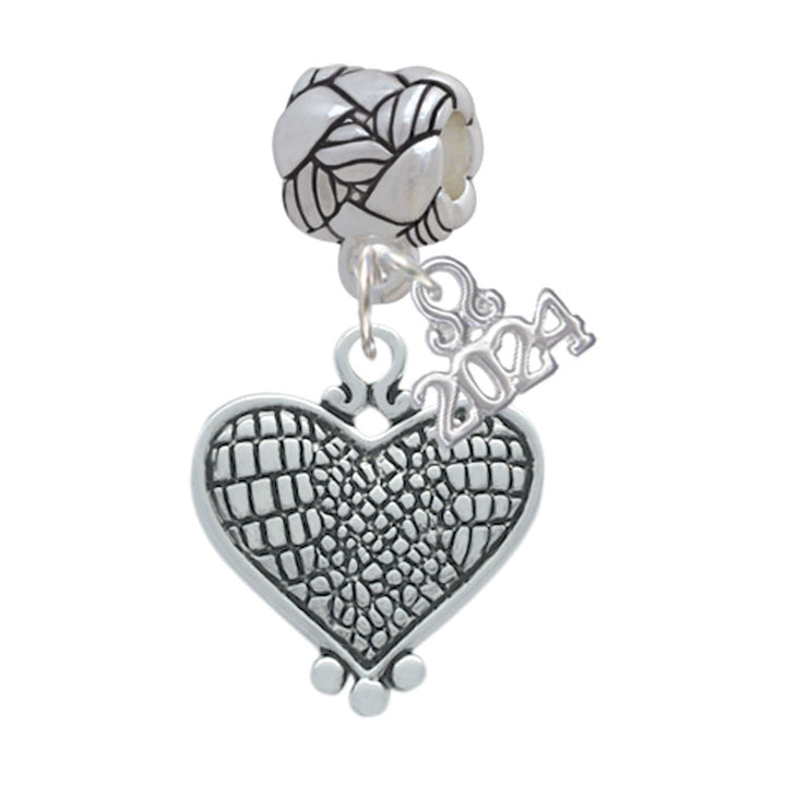 Delight Jewelry Antiqued Snake Print Heart Woven Rope Charm Bead Dangle with Year 2024 Image 1