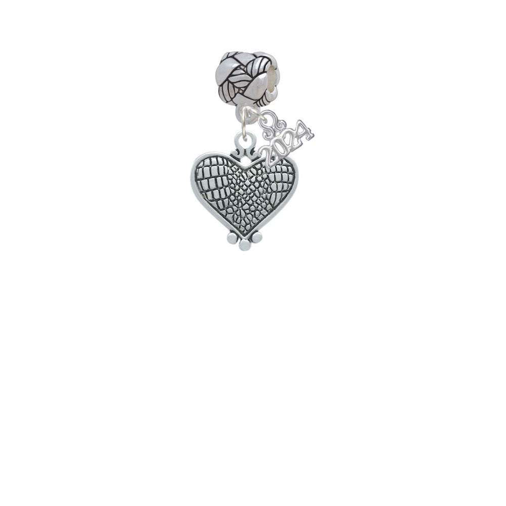 Delight Jewelry Antiqued Snake Print Heart Woven Rope Charm Bead Dangle with Year 2024 Image 2