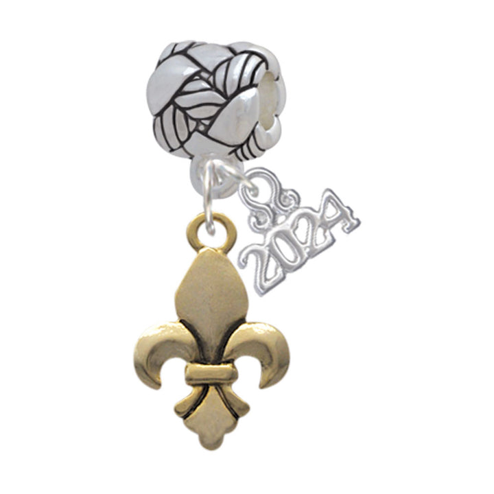 Delight Jewelry Goldtone Fleur de Lis Woven Rope Charm Bead Dangle with Year 2024 Image 1
