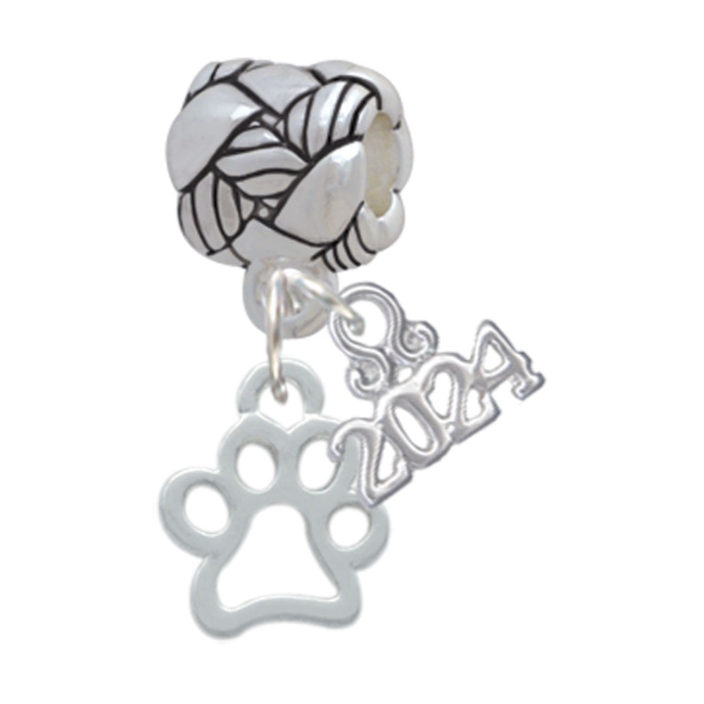 Delight Jewelry Silvertone Small Open Paw Woven Rope Charm Bead Dangle with Year 2024 Image 1