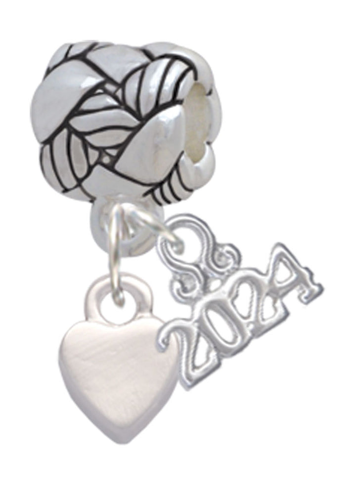 Delight Jewelry Silvertone Mini Smooth Heart Woven Rope Charm Bead Dangle with Year 2024 Image 1