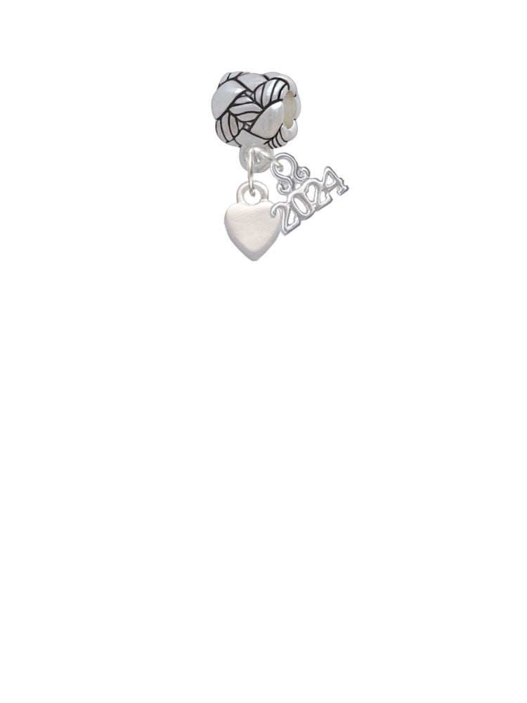 Delight Jewelry Silvertone Mini Smooth Heart Woven Rope Charm Bead Dangle with Year 2024 Image 2