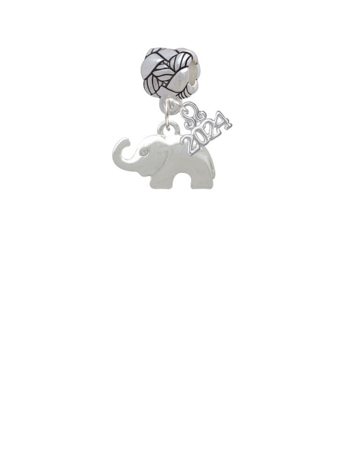 Delight Jewelry Silvertone Elephant with Crystal Eyes Woven Rope Charm Bead Dangle with Year 2024 Image 2