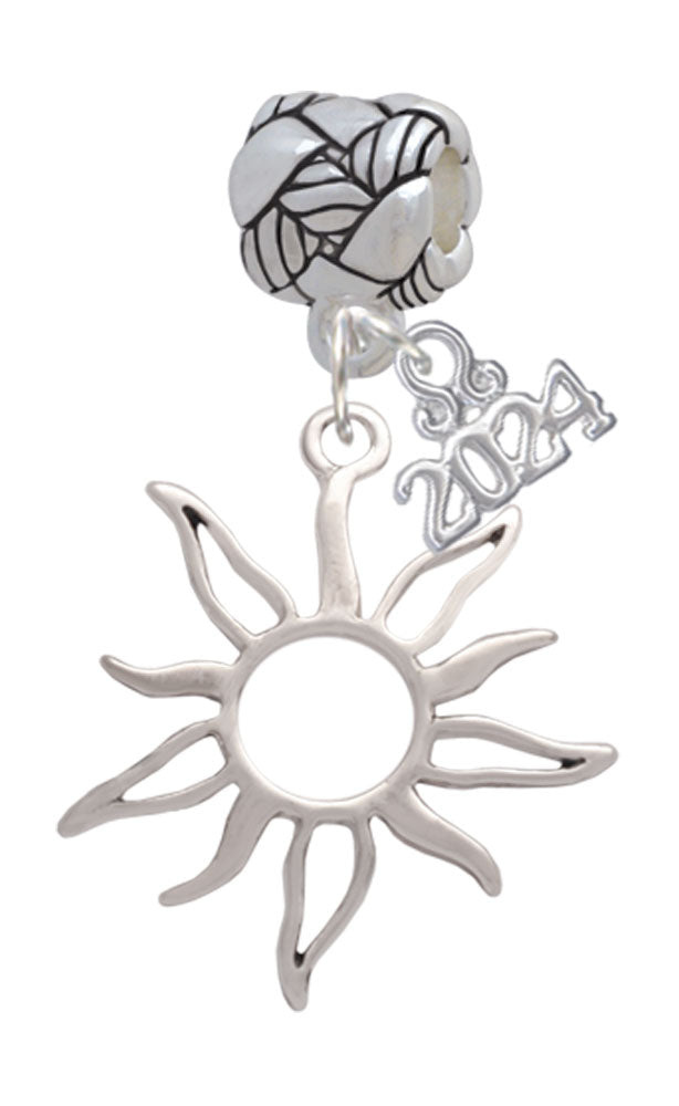 Delight Jewelry Silvertone Open Design Sun Woven Rope Charm Bead Dangle with Year 2024 Image 1