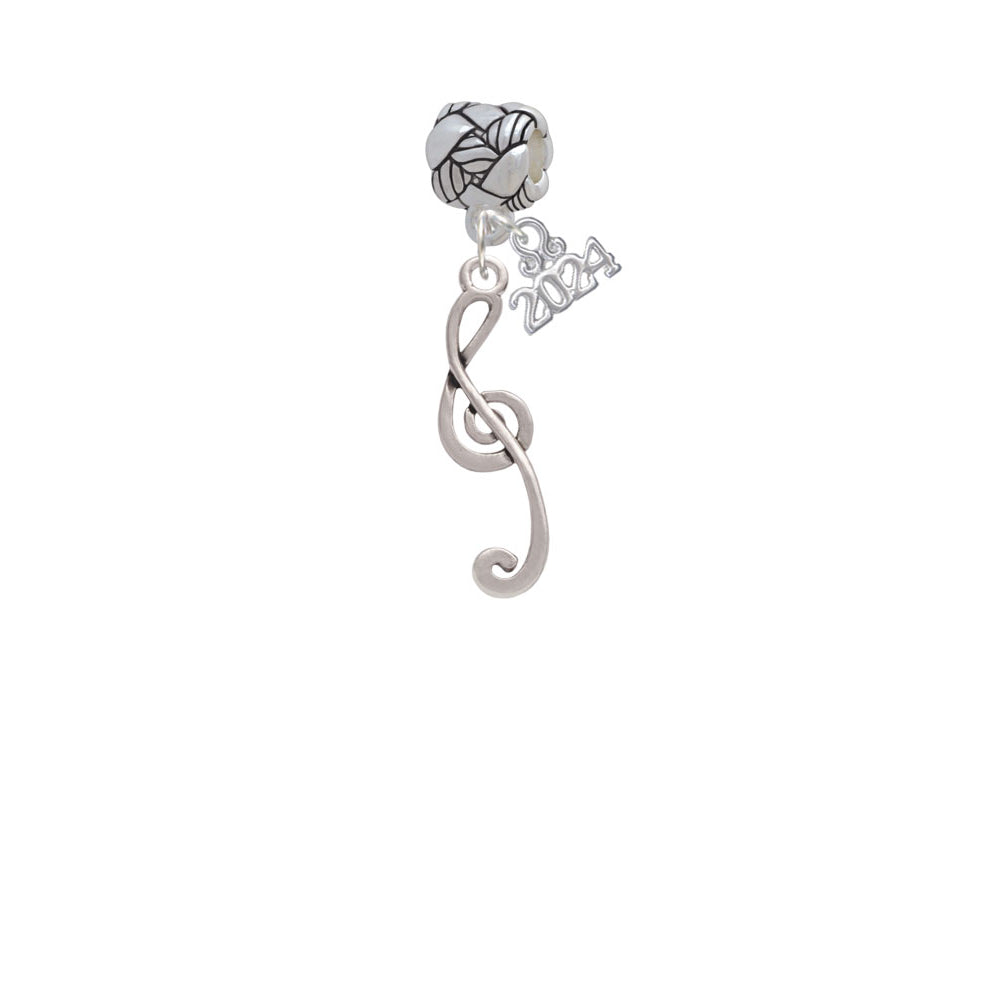 Delight Jewelry Silvertone Long Curly Clef Woven Rope Charm Bead Dangle with Year 2024 Image 1