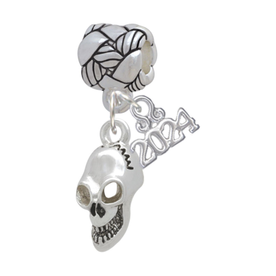 Delight Jewelry Silvertone Medium Skull Woven Rope Charm Bead Dangle with Year 2024 Image 1