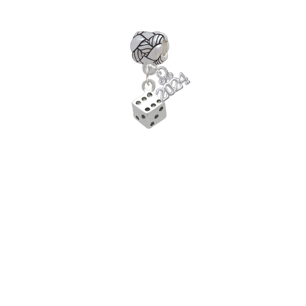 Delight Jewelry Silvertone Dice Woven Rope Charm Bead Dangle with Year 2024 Image 2