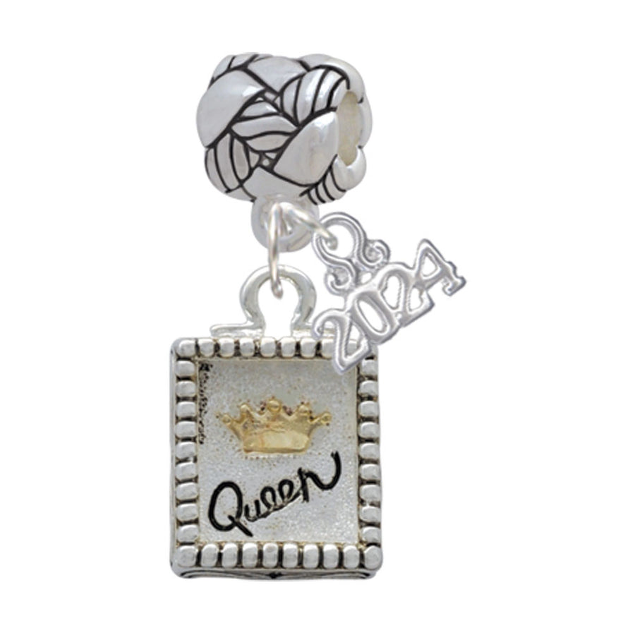 Delight Jewelry Shadow Box Queen with Goldtone Crown Woven Rope Charm Bead Dangle with Year 2024 Image 1