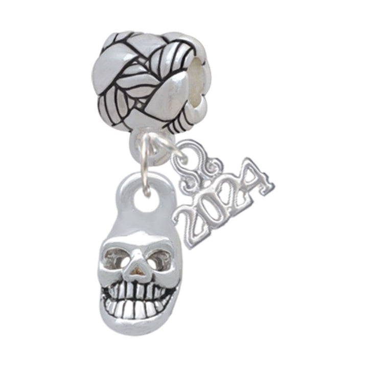 Delight Jewelry Silvertone Mini Skull Woven Rope Charm Bead Dangle with Year 2024 Image 1