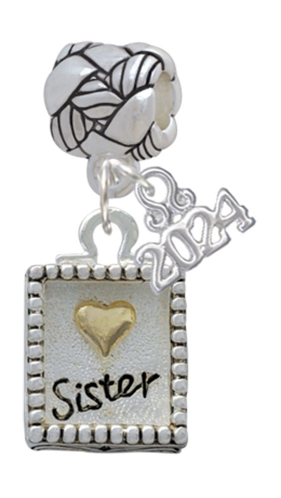 Delight Jewelry Shadow Box Sister with Goldtone Heart Woven Rope Charm Bead Dangle with Year 2024 Image 1