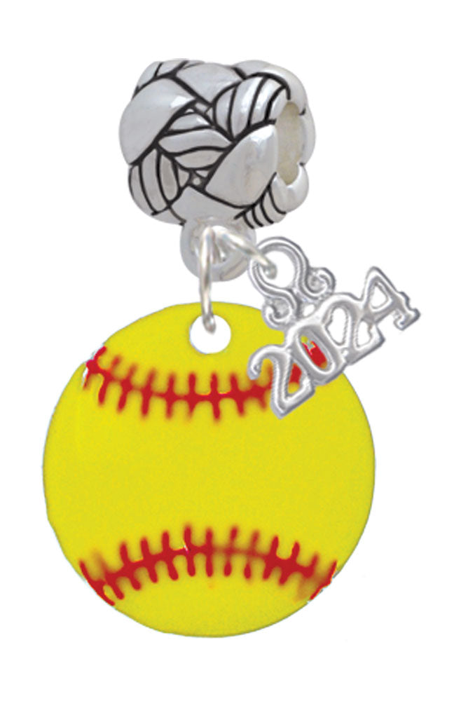 Delight Jewelry 3/4 Enamel Softball Woven Rope Charm Bead Dangle with Year 2024 Image 1