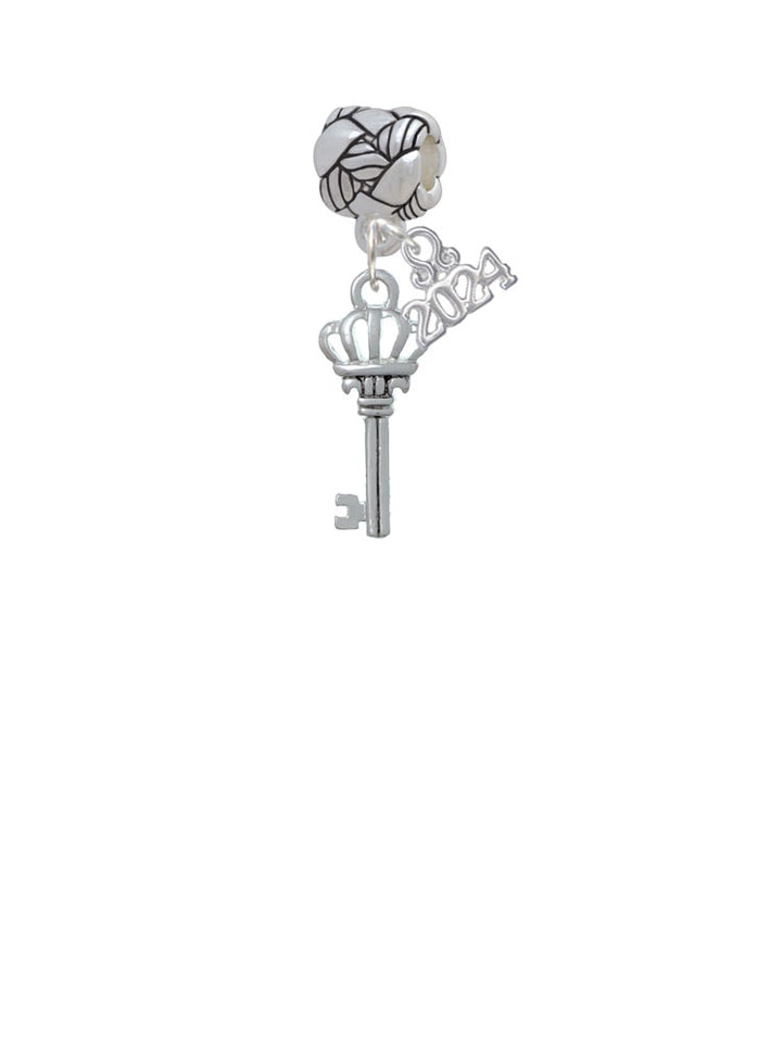 Delight Jewelry Silvertone Crown Key Woven Rope Charm Bead Dangle with Year 2024 Image 1