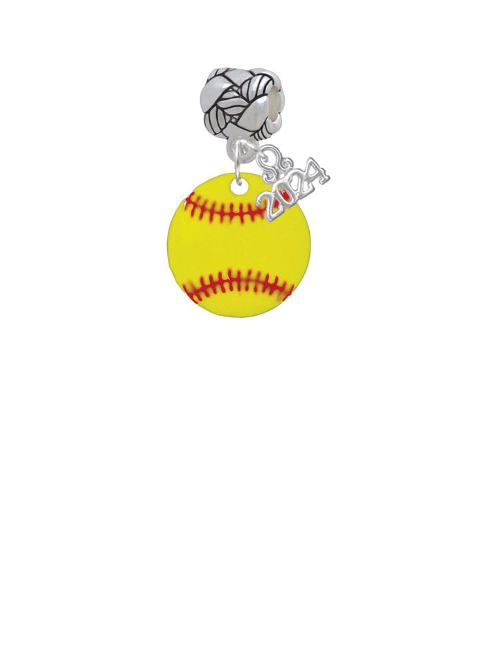 Delight Jewelry 3/4 Enamel Softball Woven Rope Charm Bead Dangle with Year 2024 Image 2