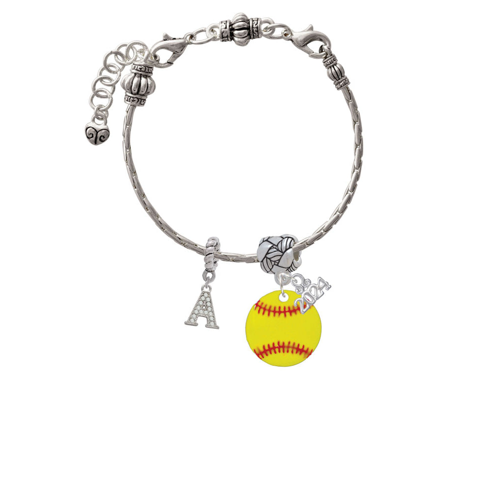 Delight Jewelry 3/4 Enamel Softball Woven Rope Charm Bead Dangle with Year 2024 Image 3