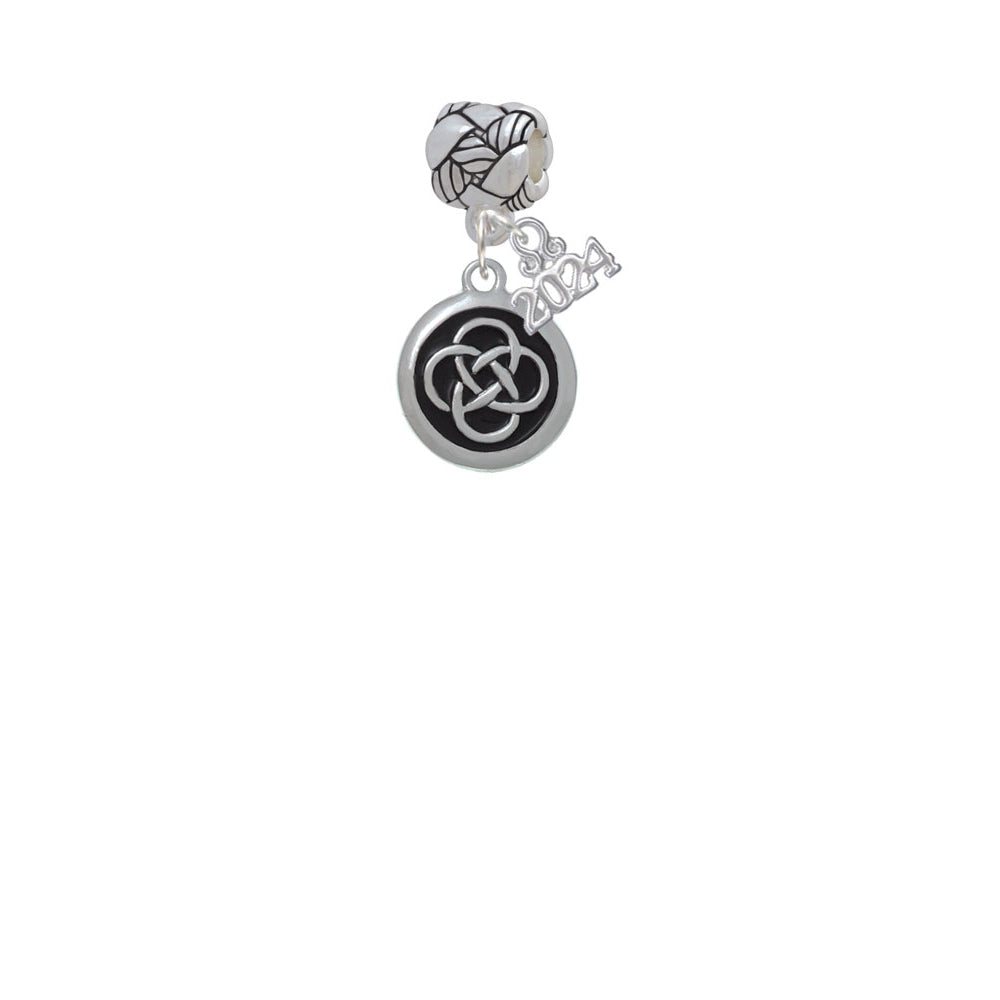 Delight Jewelry Silvertone Celtic Knot in Black Circle Woven Rope Charm Bead Dangle with Year 2024 Image 2