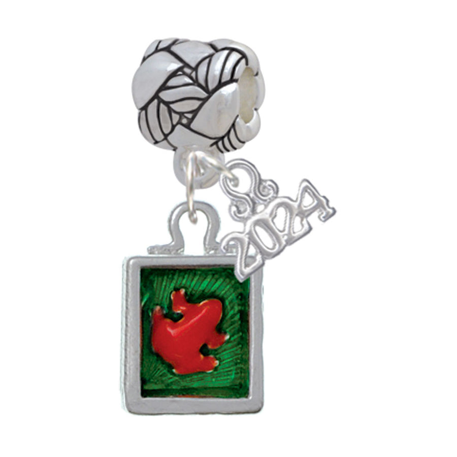 Delight Jewelry Silvertone Red Tree Frog in Shadow Box Woven Rope Charm Bead Dangle with Year 2024 Image 1
