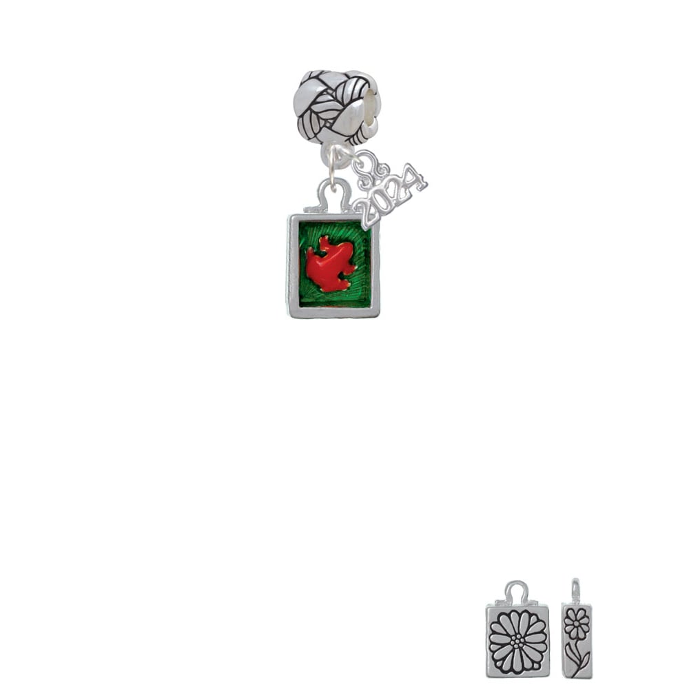 Delight Jewelry Silvertone Red Tree Frog in Shadow Box Woven Rope Charm Bead Dangle with Year 2024 Image 2