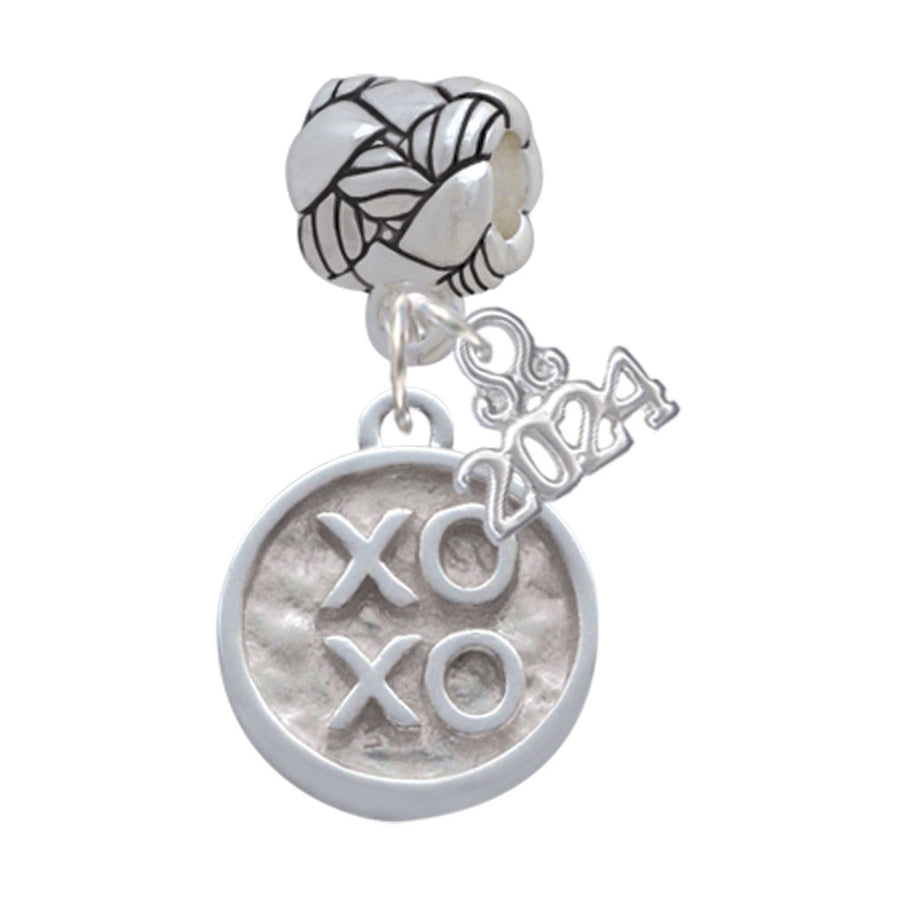Delight Jewelry Silvertone XOXO - Round Seal Woven Rope Charm Bead Dangle with Year 2024 Image 1