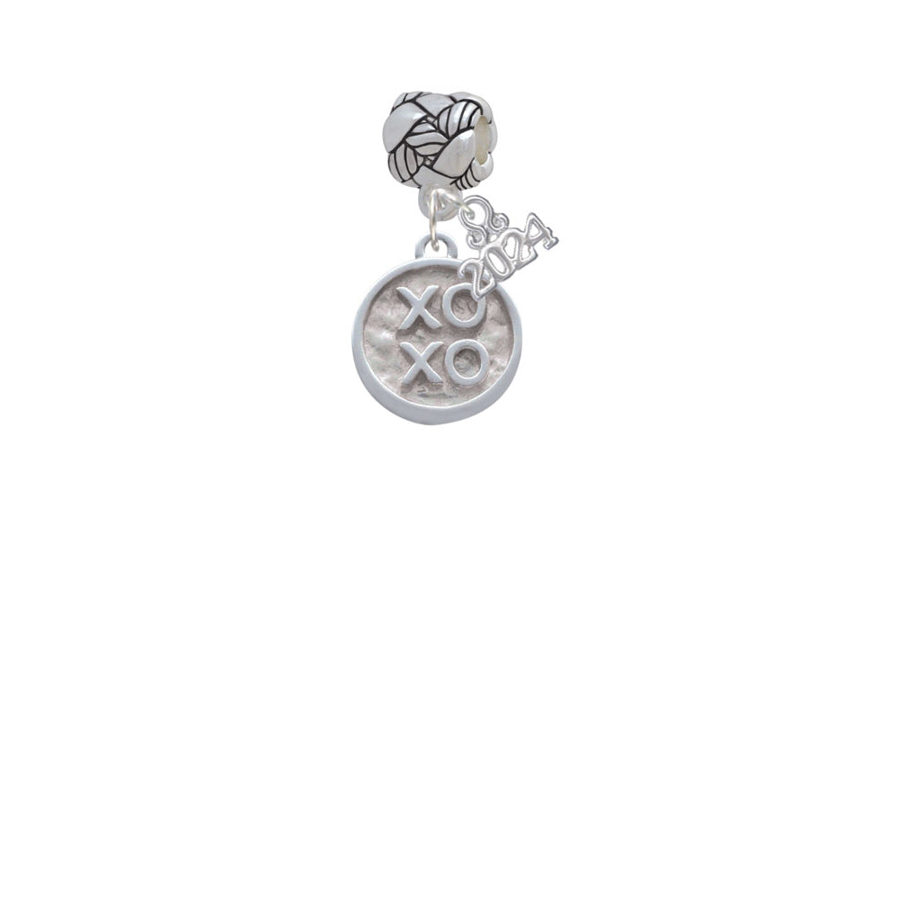 Delight Jewelry Silvertone XOXO - Round Seal Woven Rope Charm Bead Dangle with Year 2024 Image 2