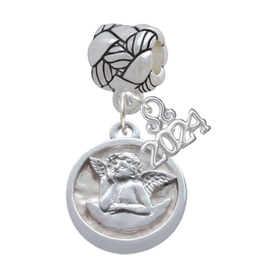 Delight Jewelry Silvertone Raphael Angel - Round Seal Woven Rope Charm Bead Dangle with Year 2024 Image 1