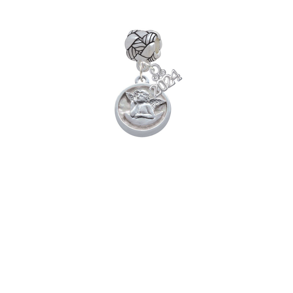 Delight Jewelry Silvertone Raphael Angel - Round Seal Woven Rope Charm Bead Dangle with Year 2024 Image 2