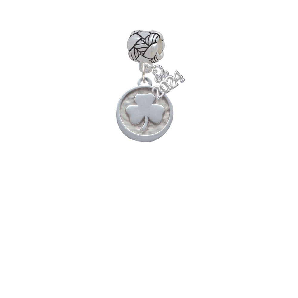 Delight Jewelry Silvertone Shamrock - Round Seal Woven Rope Charm Bead Dangle with Year 2024 Image 2