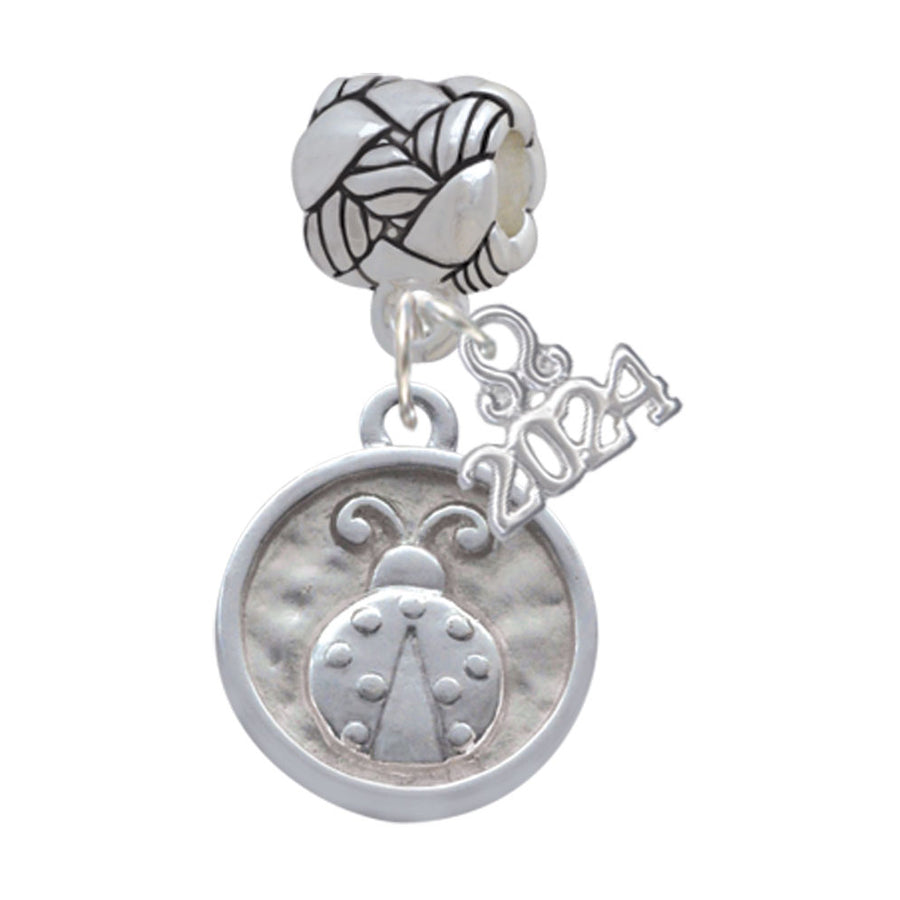 Delight Jewelry Silvertone Ladybug - Round Seal Woven Rope Charm Bead Dangle with Year 2024 Image 1