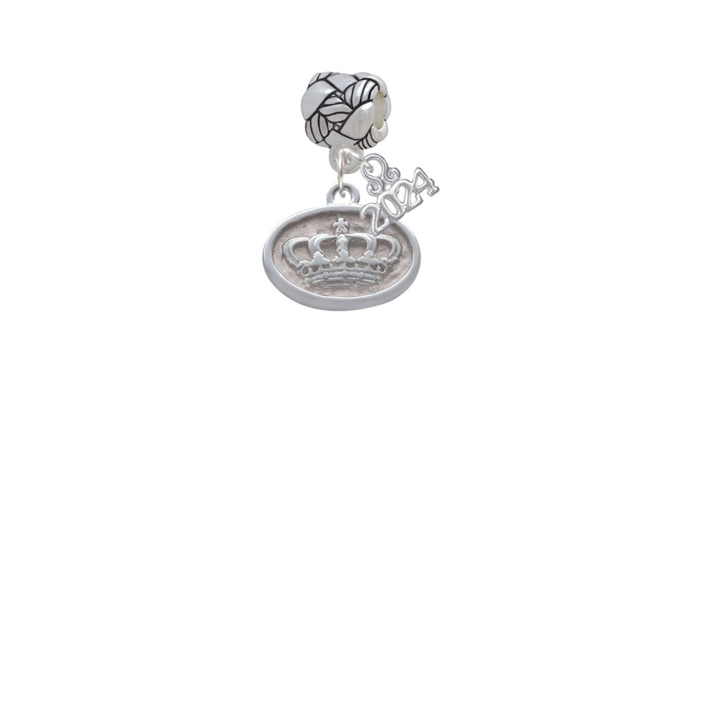Delight Jewelry Silvertone Crown - Oval Seal Woven Rope Charm Bead Dangle with Year 2024 Image 2