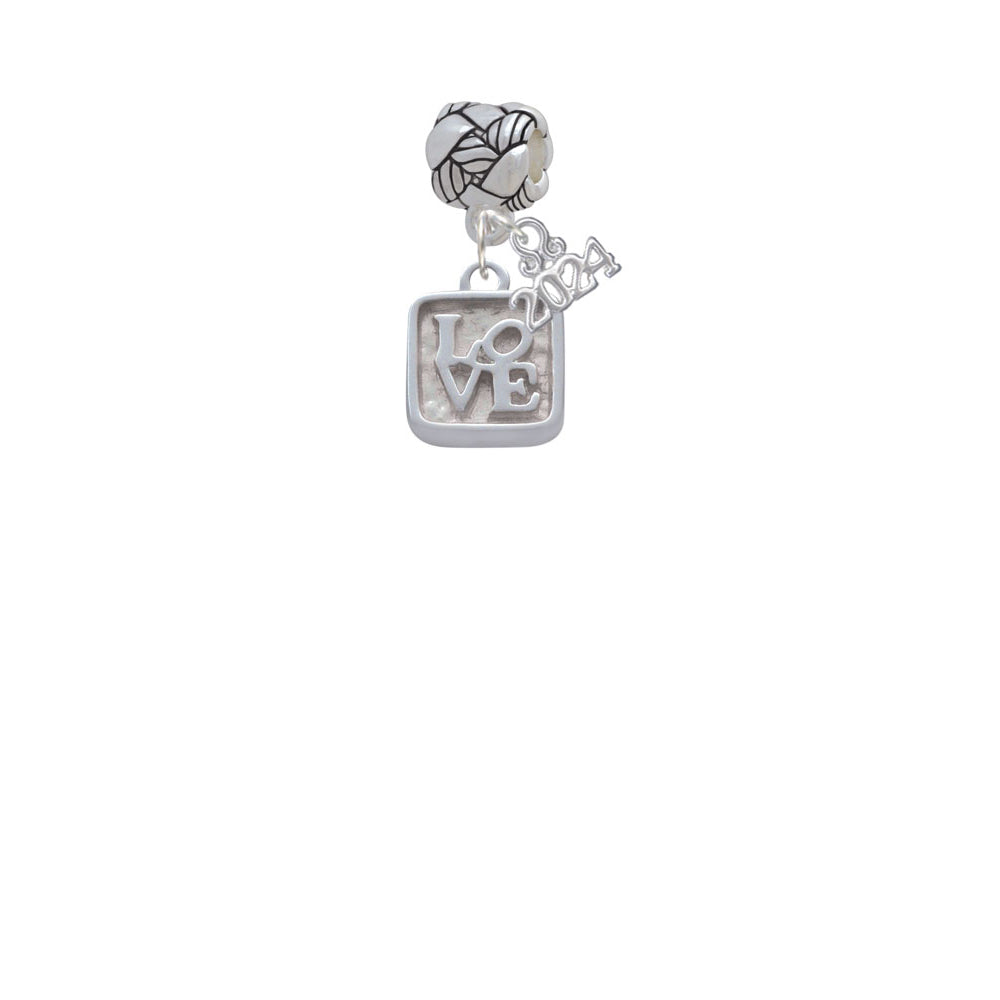 Delight Jewelry Silvertone Love Square - Square Seal Woven Rope Charm Bead Dangle with Year 2024 Image 2