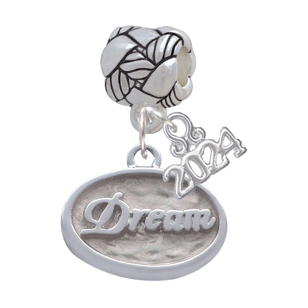 Delight Jewelry Silvertone Dream - Oval Seal Woven Rope Charm Bead Dangle with Year 2024 Image 1