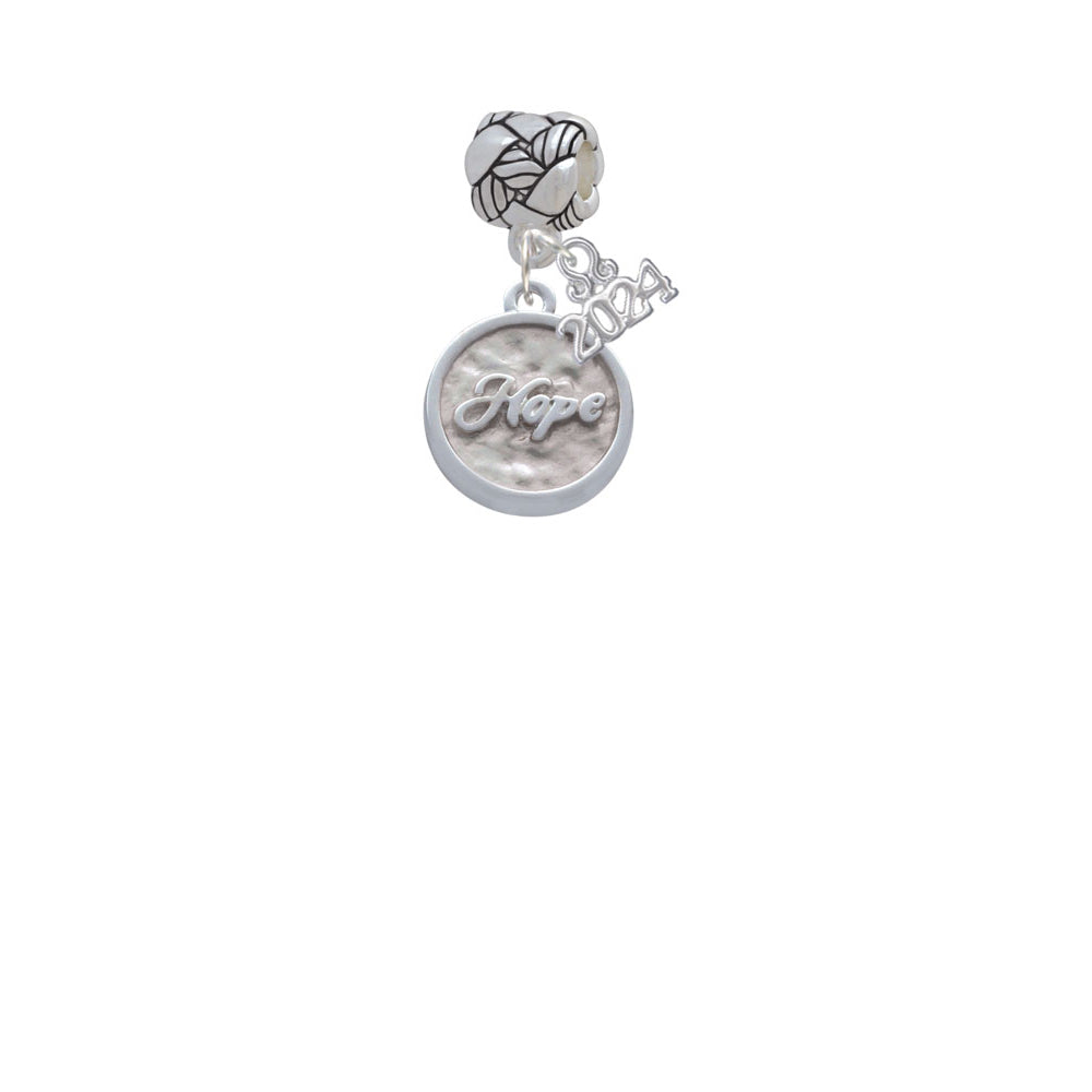 Delight Jewelry Silvertone Hope - Round Seal Woven Rope Charm Bead Dangle with Year 2024 Image 2