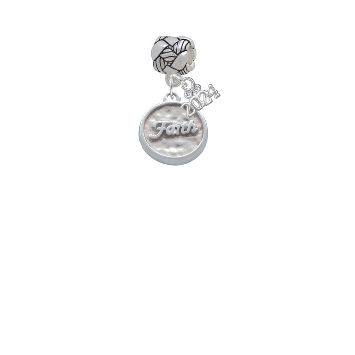 Delight Jewelry Silvertone Faith - Round Seal Woven Rope Charm Bead Dangle with Year 2024 Image 2