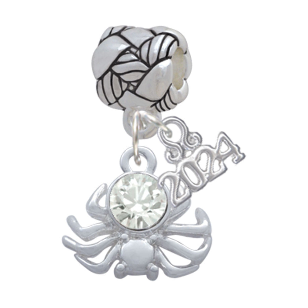 Delight Jewelry Silvertone 3-D Clear Crystal Spider Woven Rope Charm Bead Dangle with Year 2024 Image 1