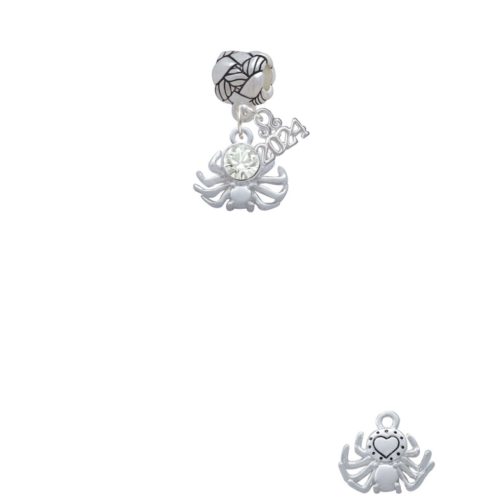 Delight Jewelry Silvertone 3-D Clear Crystal Spider Woven Rope Charm Bead Dangle with Year 2024 Image 2