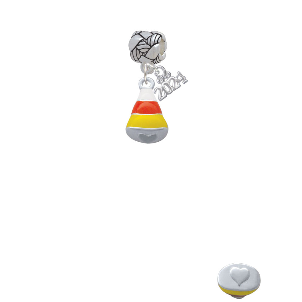 Delight Jewelry Silvertone 3-D Enamel Candy Corn Woven Rope Charm Bead Dangle with Year 2024 Image 2